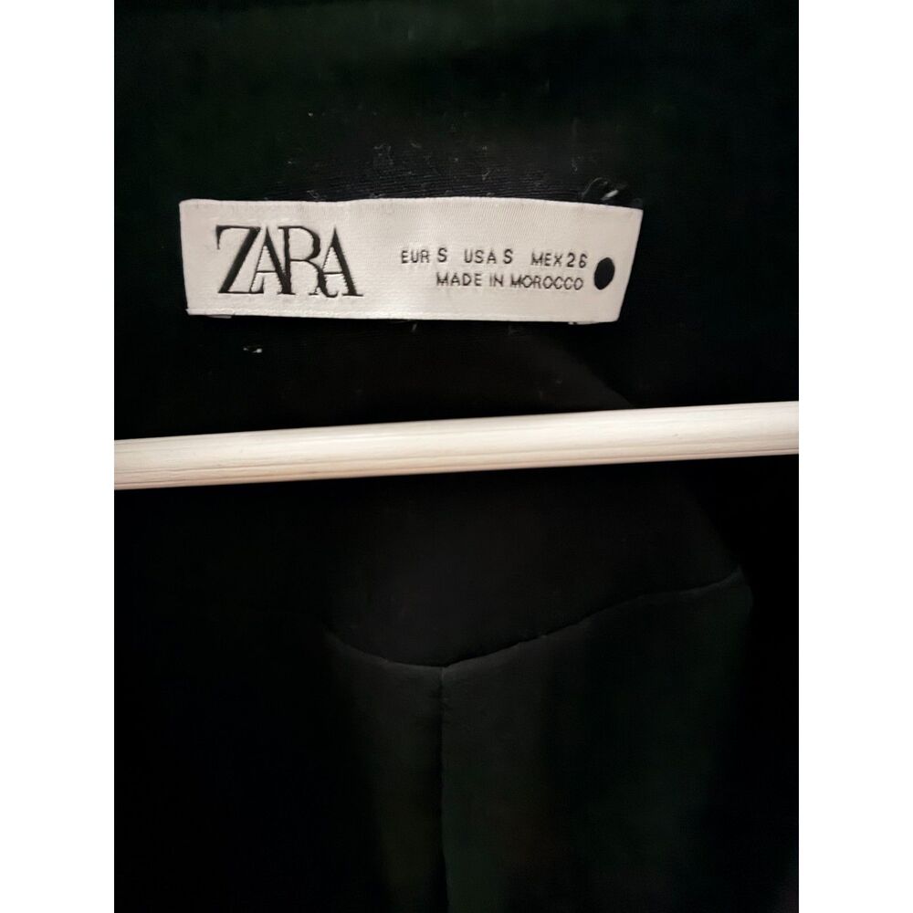Zara Women's Black Double-Breasted Longline Blazer Coat Size Small Tailored